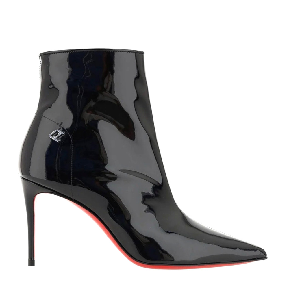 Christian Louboutin Sporty Kate Patent Leather Pointed Toe Boots Black 37.5